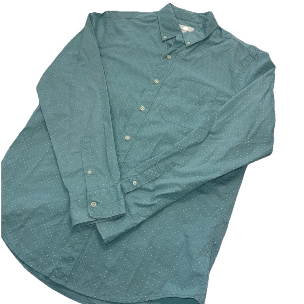 Men’s American Eagle Long Sleeve Button Up Shirt Blue lightweight 100% Cotton M
